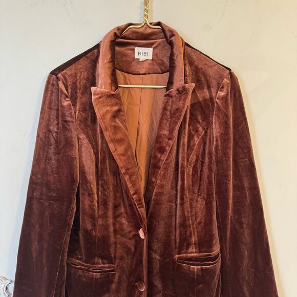 BiBi Mocha Brown Velvet Longline Blazer S - Picture 6 of 9